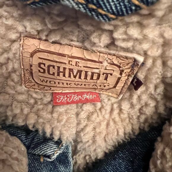 C.E. Schmidt Workwear Jacket womens large Blue Denim Insulated Coat - Picture 4 of 6